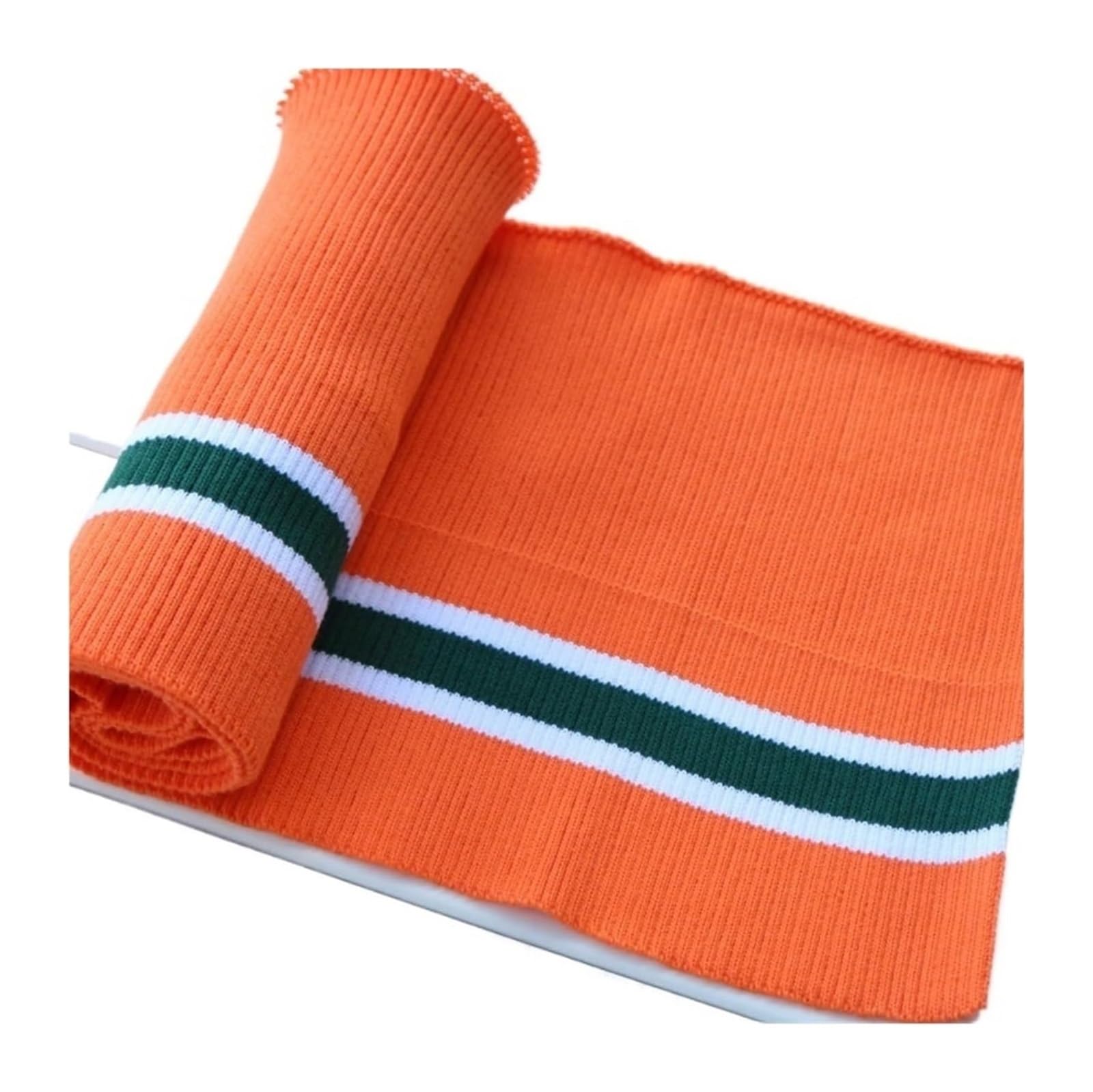 Knit Cuff, Cotton Spandex Elastic Ribbed Cuffs Stretch Knit Multicolor 80cm X 15cm(Orange)