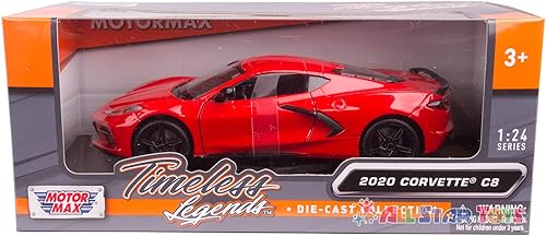 Miniatura 9 de Motormax 79360 Chevrolet Corvette C8 Stingray Red Timeless Legends 1/24 Modelo de automóvil fundido a troquel 2020