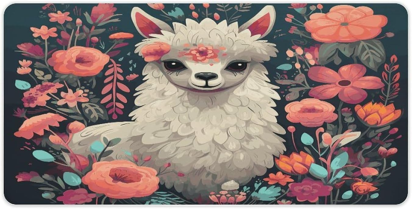 Alfombrilla Escritorio Llama Floral Antideslizante 60x30cm