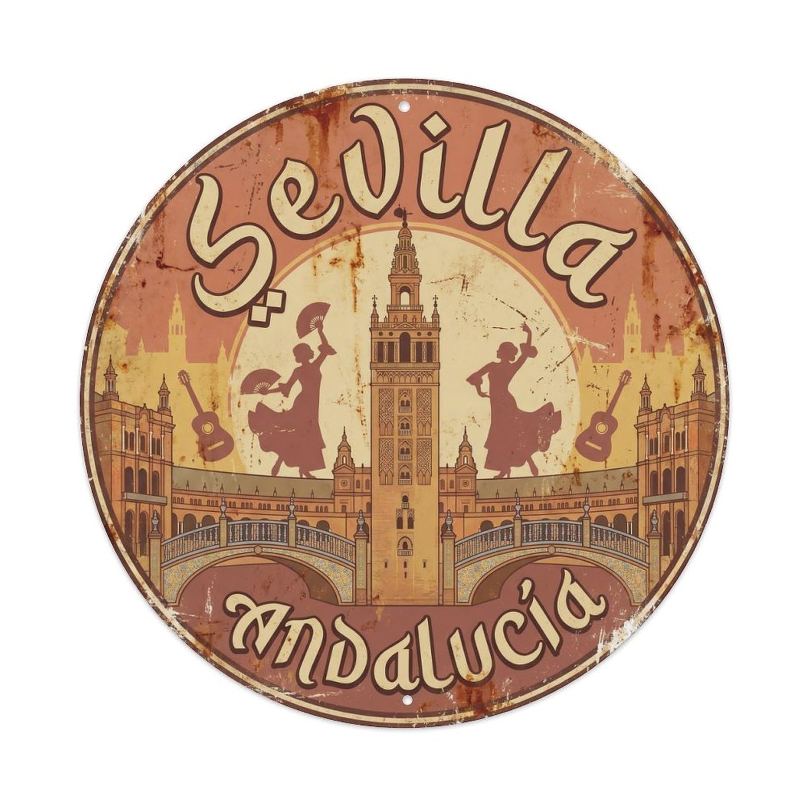 Vintage Travel Seville Andalusia Spain 1 Metal Tin Sign Plaque