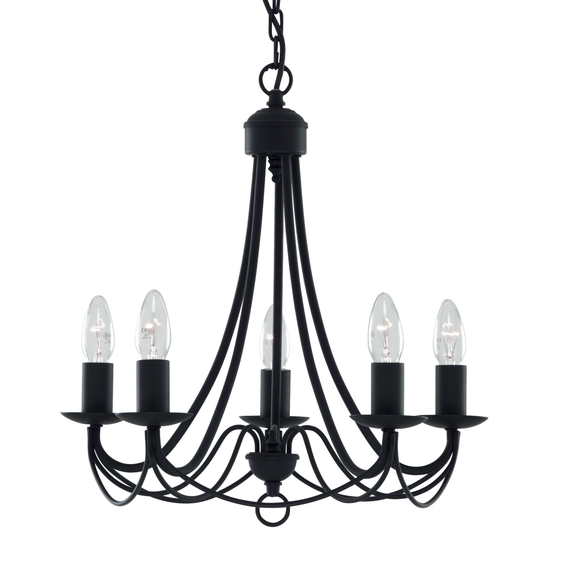 Searchlight Lighting Black Searchlight Maypole 5 Light Classical Matt Ceiling Fitting Chandelier New