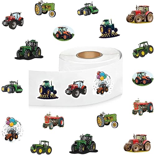 Calcomanías de tractor (500 piezas), 10 hojas de calcomanías de estética gráfica de dibujos animados, sellos autoadhesivos para niños, niñas, niños,