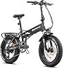 Eahora X5 750W 14AH Folding Electric Bike for Adults 48V 20IN Commuter Electric Bikes Mechanical Brakes, Front Suspension, 4.0 Fat Tire, LCD Display, Cruise Control, 7 Speed Gears Ebike