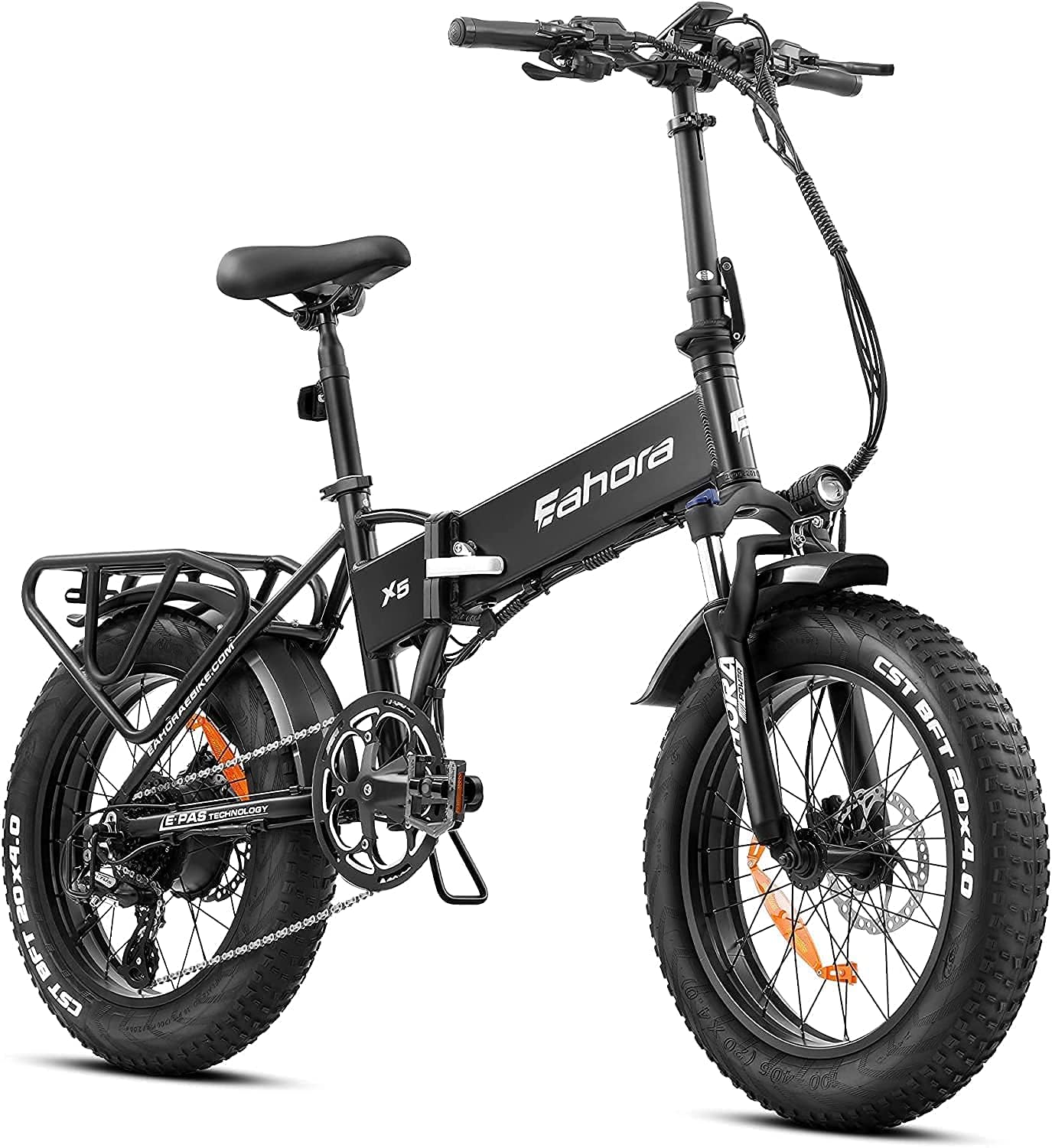 Eahora X5 750W 14AH Folding Electric Bike for Adults 48V 20IN Commuter Electric Bikes Mechanical Brakes, Front Suspension, 4.0 Fat Tire, LCD Display,