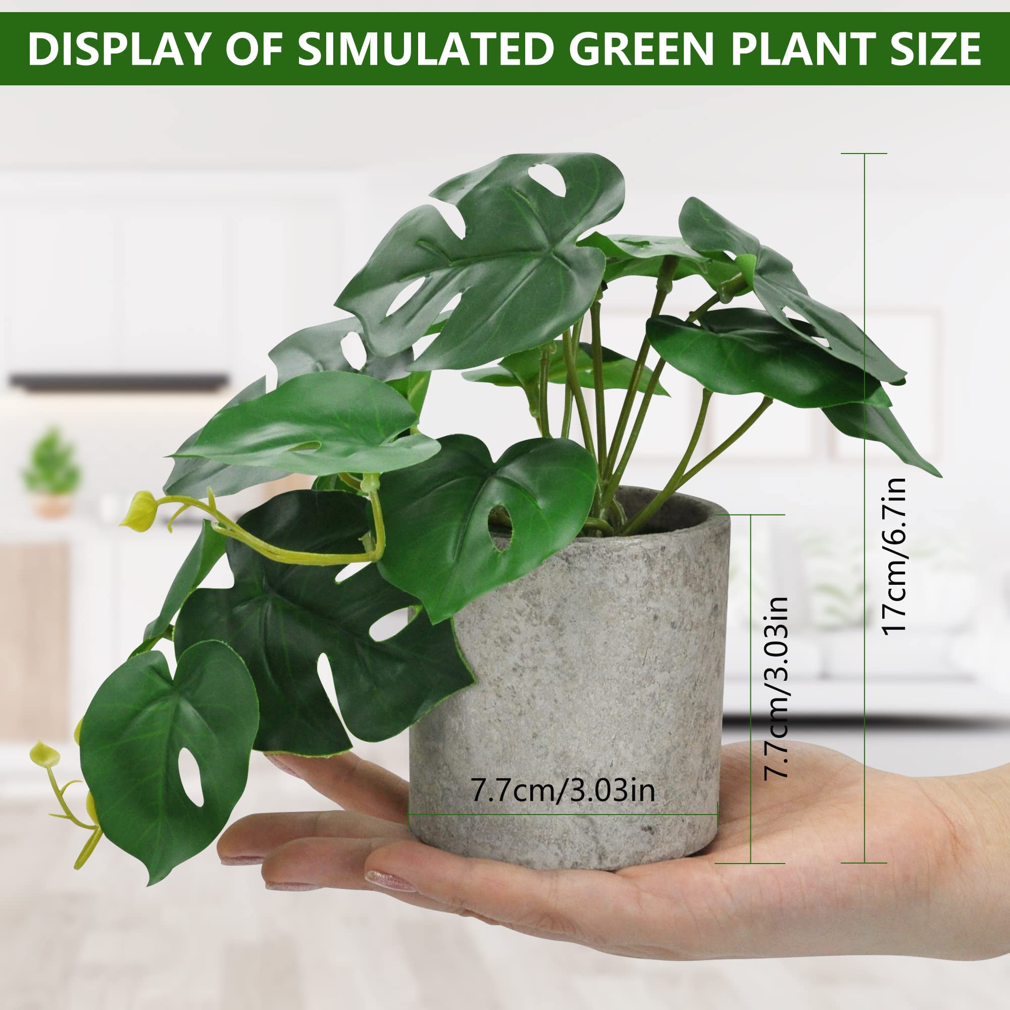 Amazon.de: SHEPIN 4 Stck Kunstpflanze Monstera 17cm, Knstliche Pflanzen  wie echt Kunstpflanze Hngend Hngepflanzen im Topf Topfpflanze  Plastikpflanzen Mini Monstera fr Balkon Bro Wohnzimmer Bad Kche