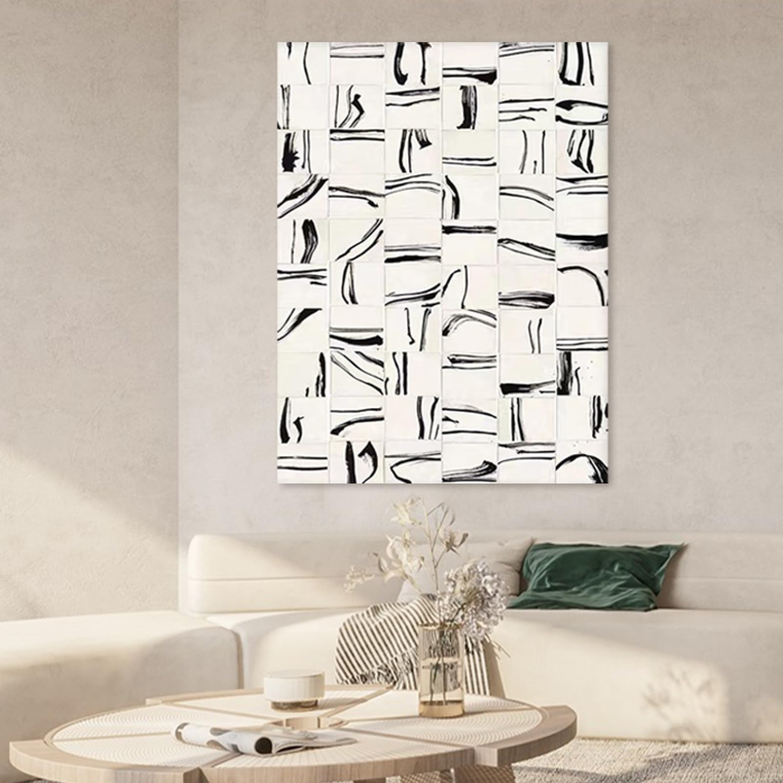 Grand art mural fait main avec texture abstraite et finitions artistiques