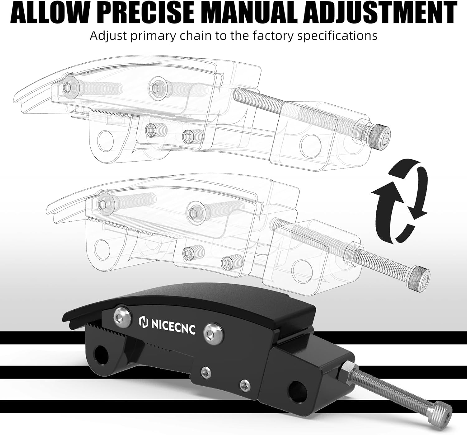 NICECNC Primary Chain Adjuster Kit Black Compatible with Harley Road King FLHR 1FBC 2017-2021, Ultra Limited FLHTK 1KEF 2019-2021, Replacement for 36500075, See Fitment