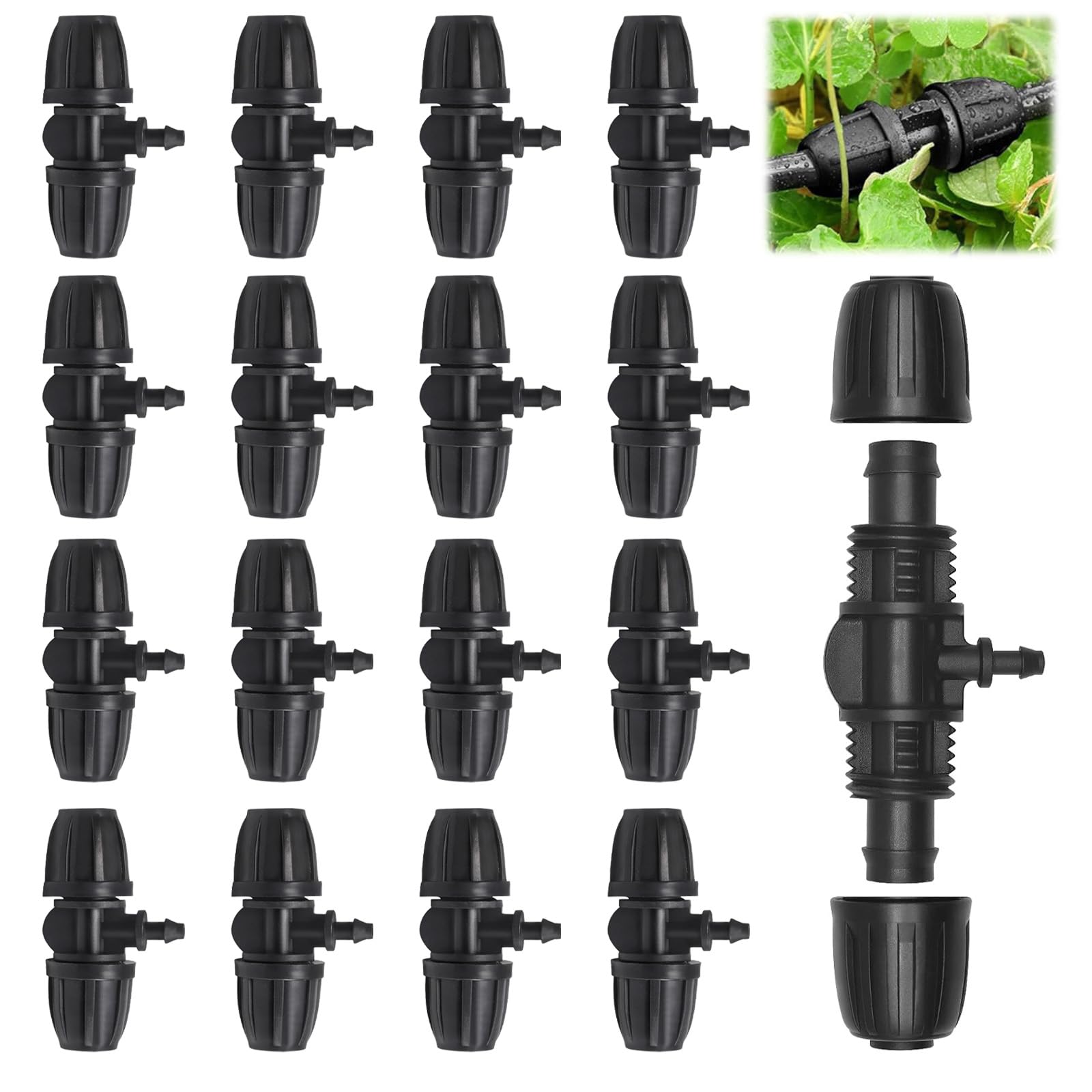 16PCS Barbed Tee Irrigation Tube, 3-Way Anti-Drop 8/11mm to 4/7 mm Irrigation Tube Fitting, Barbed Tee Connectors Drip Irrigation for Lawn Garden Watering System