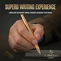 Vista 4 de Scriveiner – Bolígrafo roller dorado, baño de oro real, con repuesto de tinta Schmidt, elegante opción de regalo para hombres y mujeres