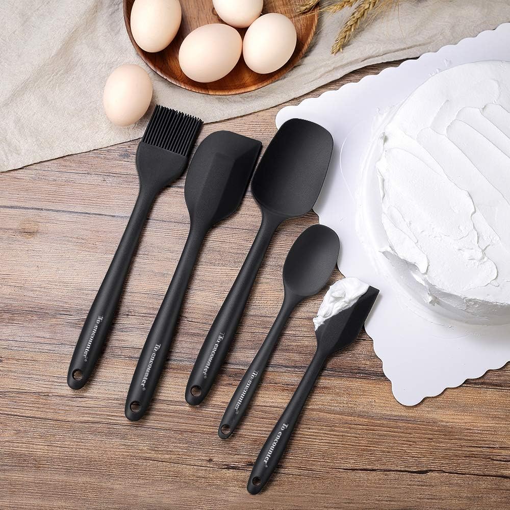 To encounter 7 Pieces Silicone Spatula Set Kitchen Utensils for Baking, Cooking and Mixing Nonstick Rubber Slotted Turner Heat Resistant Seamless Turner Spatula Spoonula Dishwasher Safe
