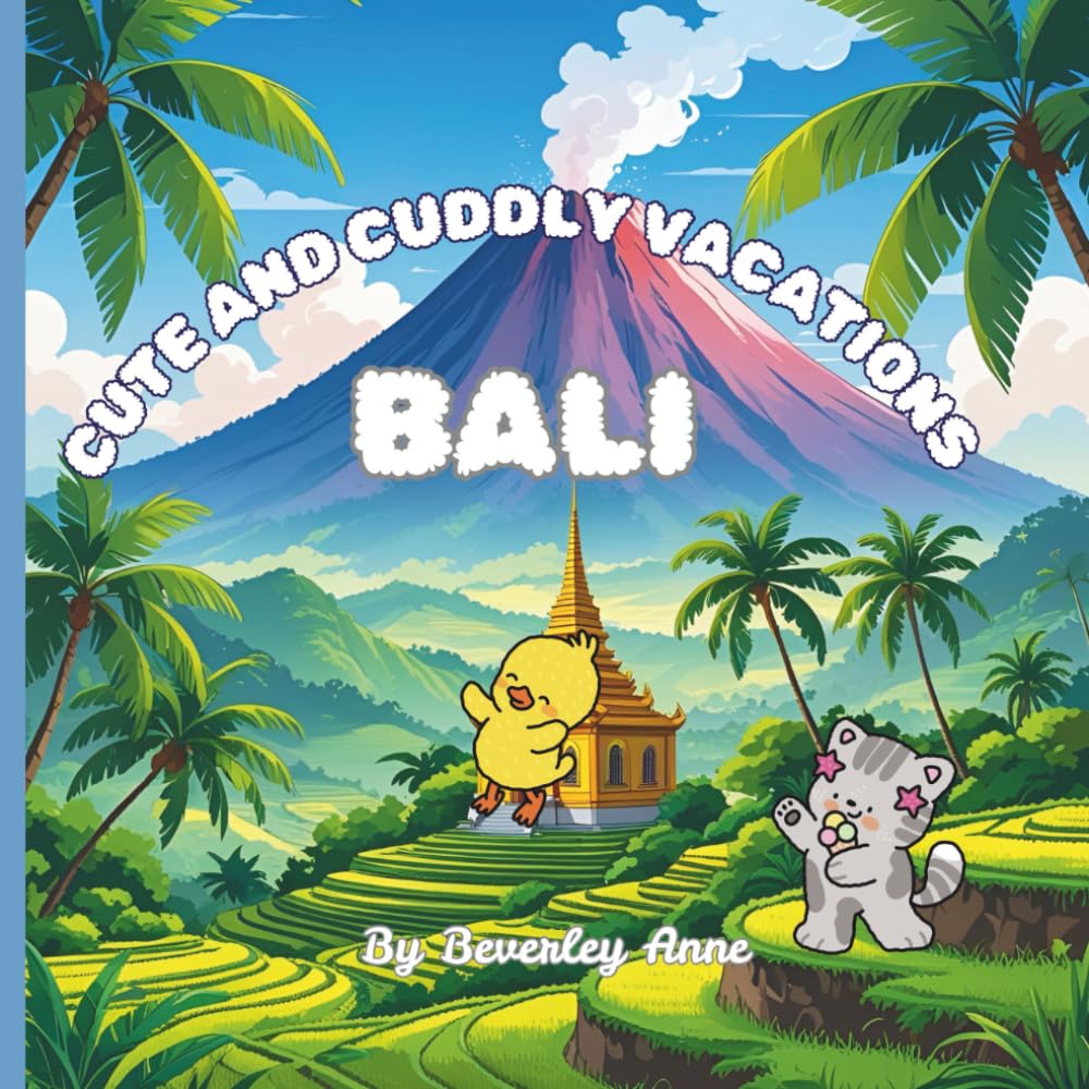 Cute and cuddly vacations go to Bali, Indonesia: Educational and fun colouring pages of our cute and cuddly adventures around the world