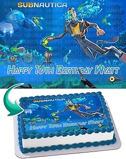Cakecery Subnautica Edible Cake Image Topper Personalized Birthday Cake Banner 1/4 Sheet