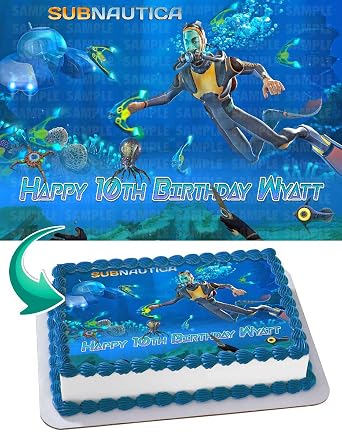 Cakecery Subnautica Edible Cake Image Topper Personalized Birthday Cake Banner 1/4 Sheet