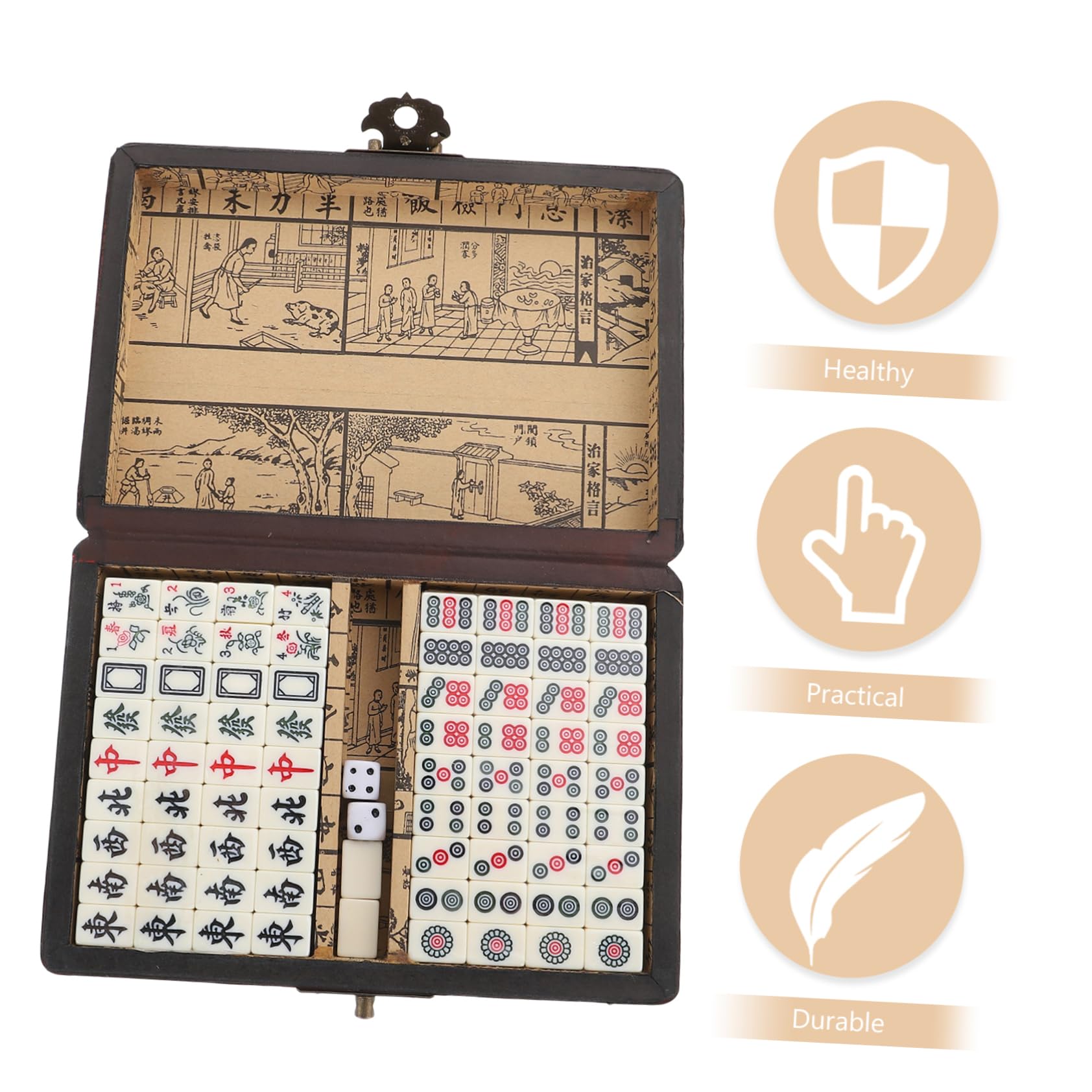 BESTonZON Tragbares Mahjong Set Klein Leichtgewicht Für Unterwegs Und Zuhause Robustes Material Kompaktes Reisespiel Für Familie Party Und Camping Praktisch Und Langlebig Mahjong Spielzeug