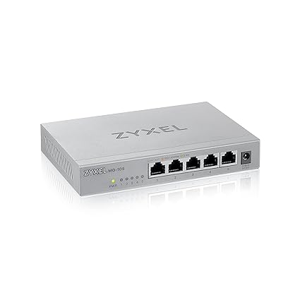 Zyxel 5-Port 100M/1G/2.5G Ethernet (RJ-45) Multi-Gigabit Unmanaged Switch | Plug and Play | Fanless Quiet | Desktop and Wall Mount | Auto MDI/MDIXSupport | Gaming (MG-105)
