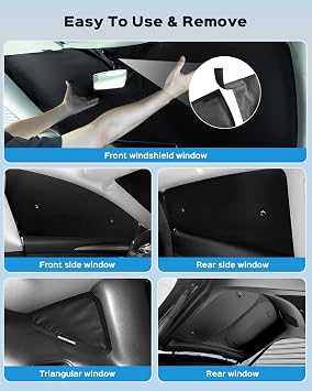 8PCS Windshield Sunshade for Tesla Model 3 (2017-2025), Front&Rear Side Window Privacy Sun Shade Privacy Cover Sun Visor Thermal Insulated Model 3 Accessories