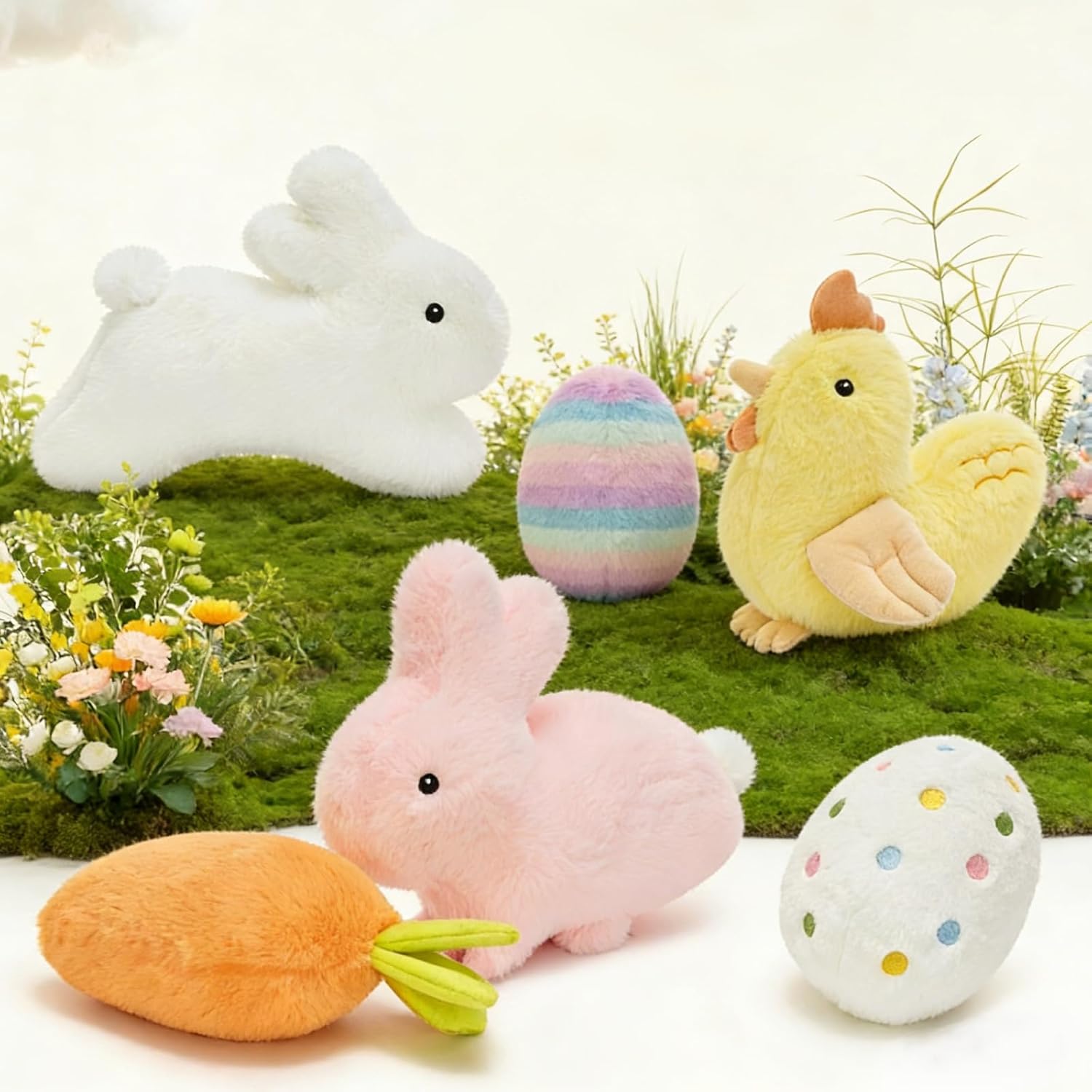 MaoGoLan 6 Pack Plush Pillow Stuffed Animals Bulk with Rabbit Shaped Throw Pillows Egg Plush Set for Kids Girls Gifts Party Favors Decorations Mother's Day Christmas