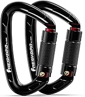 Vista 1 de FresKaro Clips de mosquetón de escalada con bloqueo automático de 25 KN con certificación UIAA, bloqueo giratorio y mosquetones resistentes