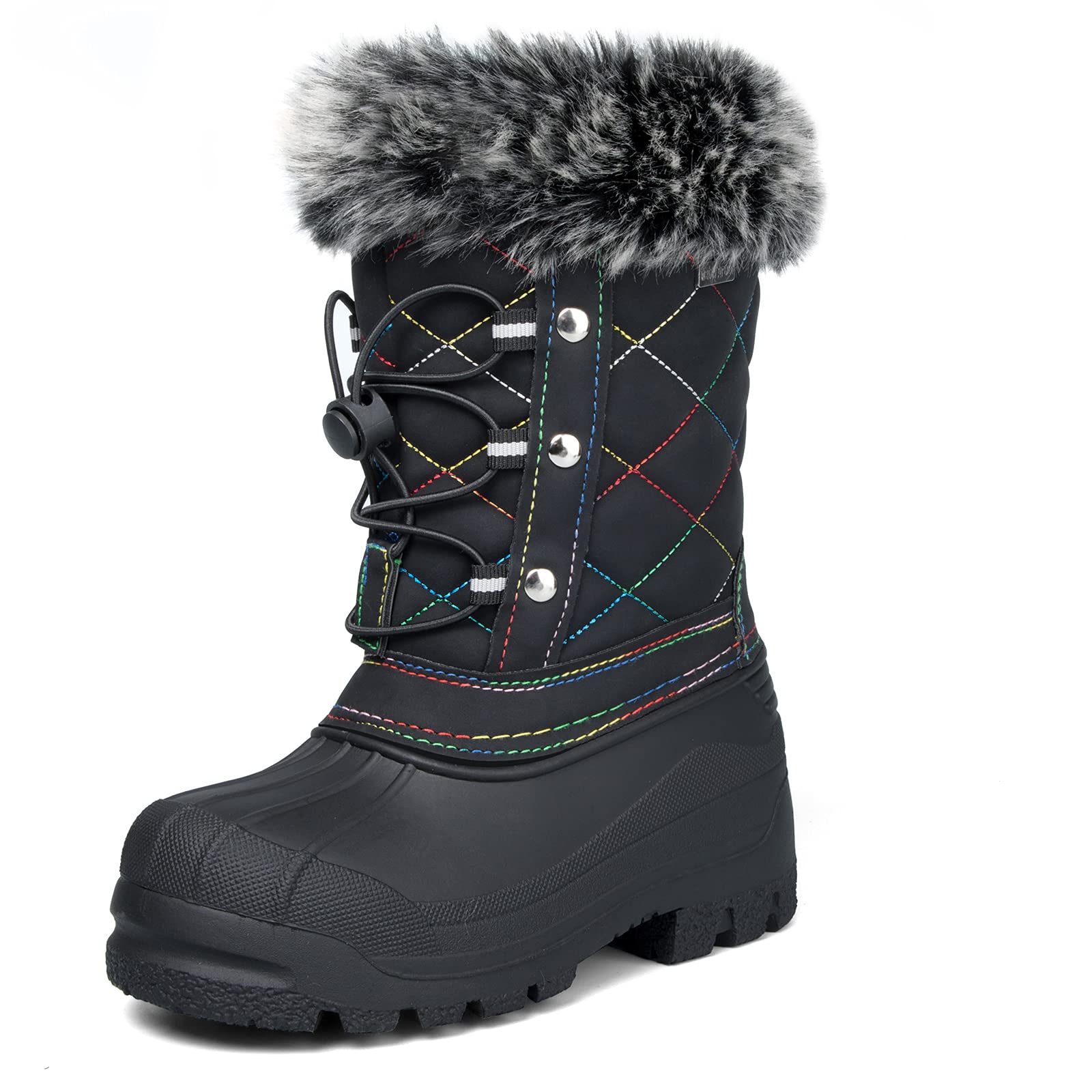 K KomFormeBoys & Girls Snow Boots Insulated Fur Lined Warm Anti-Slip Waterproof Winter Boot (Toddler/Little Kid/Big Kid)