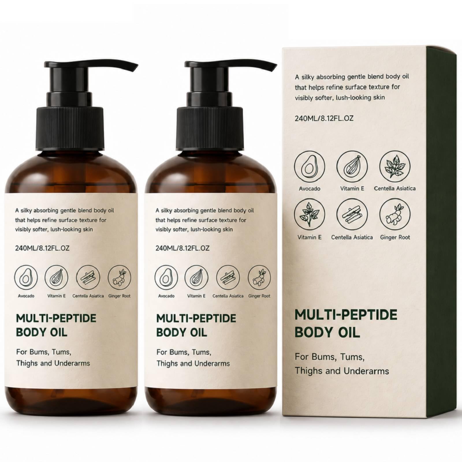 Olio corpo multi-peptidico, olio corpo anti-età per rassodare la pelle, ridurre le linee sottili, risollevare i tessuti rilassati e rendere la pelle più liscia