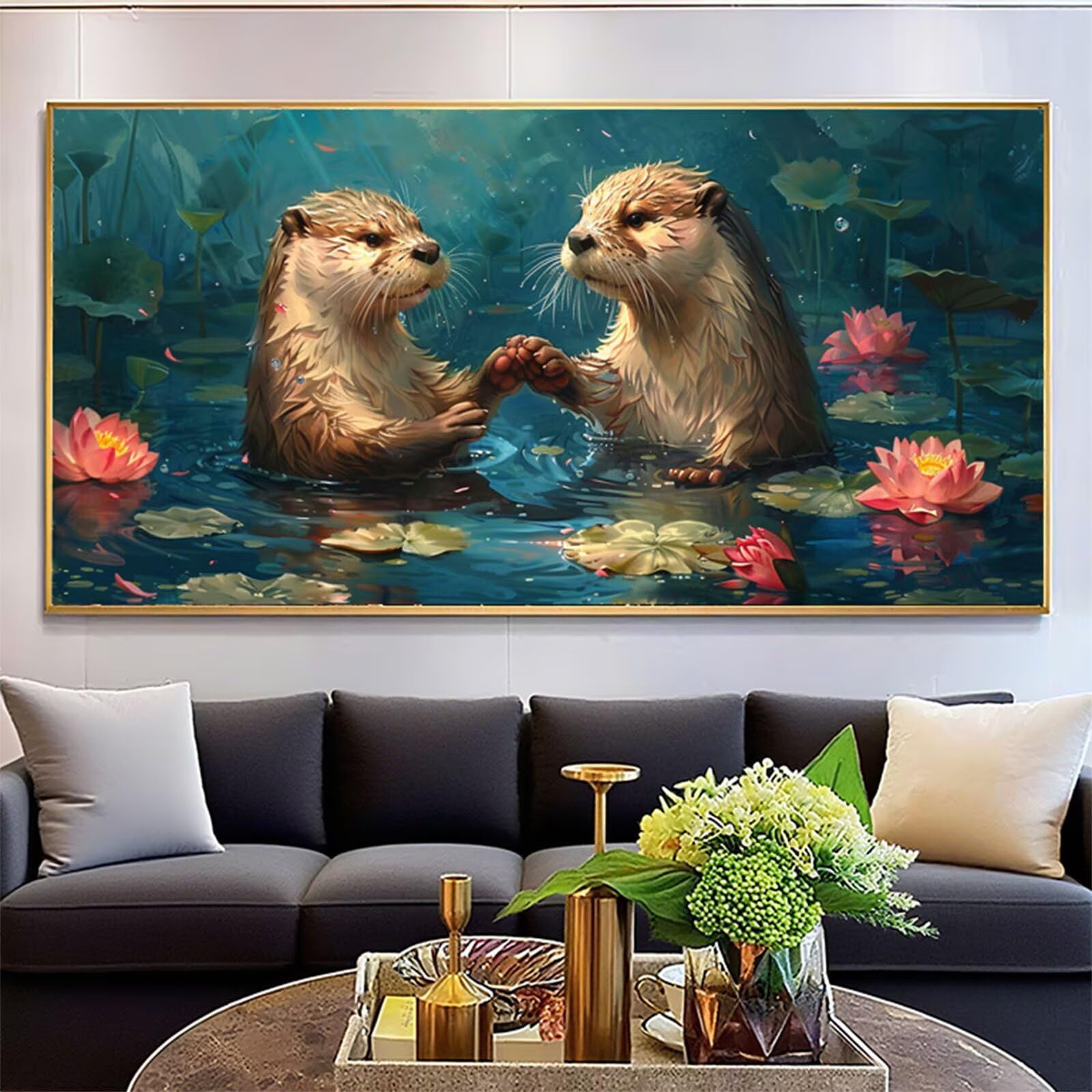 Diamentowe malowanie jeże diamentowe malowanie dla dorosłych, 5D diamentowe rysunki lotosu obrazy diamentowe, 60 x 120 cm diament sztuka haft krzyżykowy puzzle rzemiosło dziewczyna dekoracja ścienna