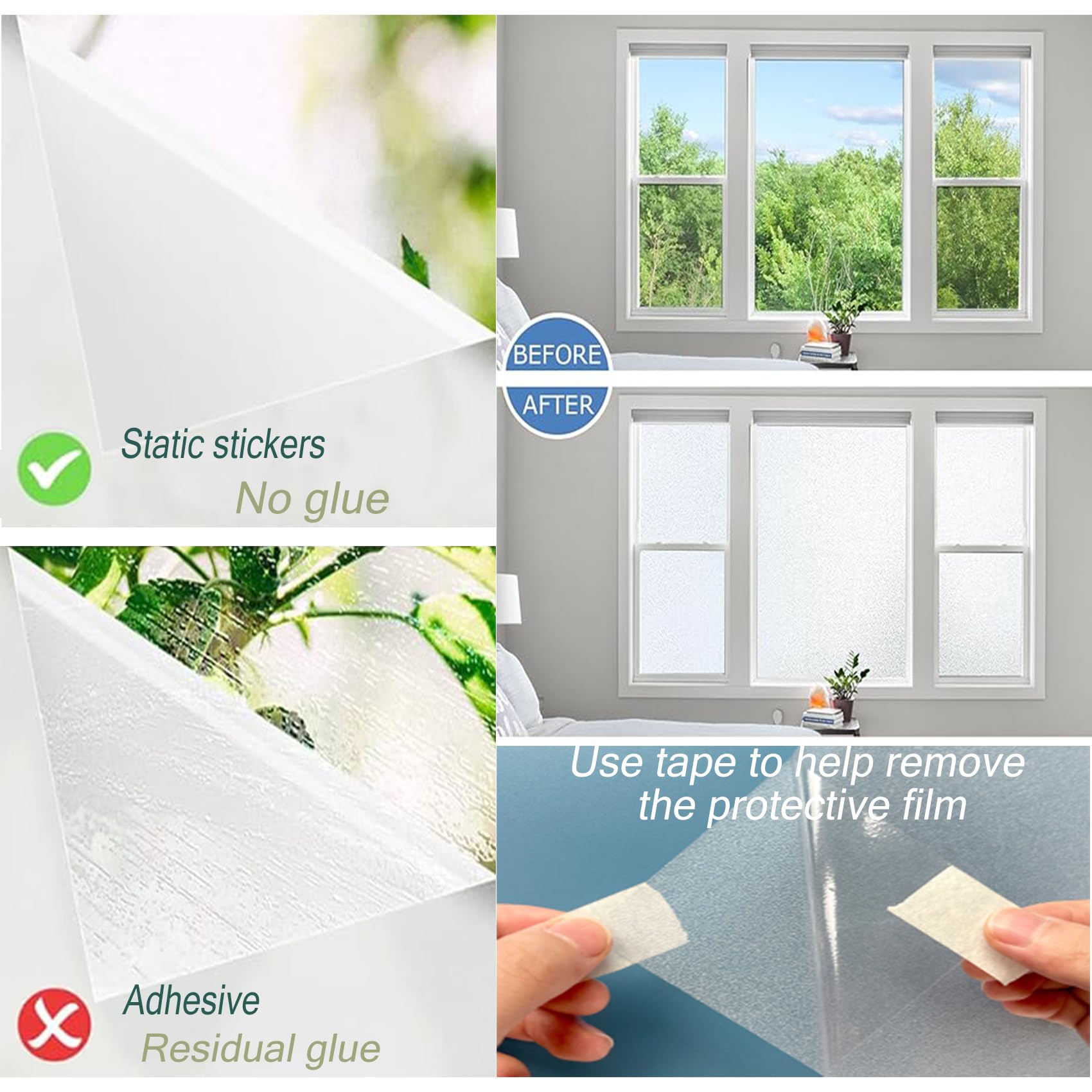 Vinilo para Ventana 90 x 850 cm, Electricida Estática, Decorativa, Anti Sol, Control de Calor y Anti UV, Lámina Electricidad Estatica, para Cristal Bano Cocina, Ola