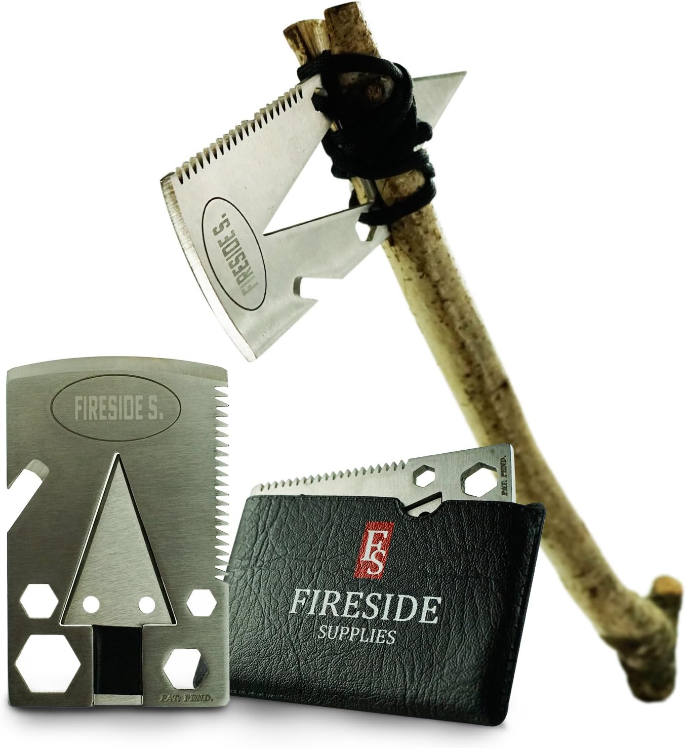 Pocket Axe Card, Wallet Multi-Tool & EDC Survival Gear - 21 Urban Prepper Creditcard Cool Tools w/ Stainless Steel Multitool Ax for Men w/ Arrowhead & Emergency Multi-Purpose Saw by Fireside Supplies