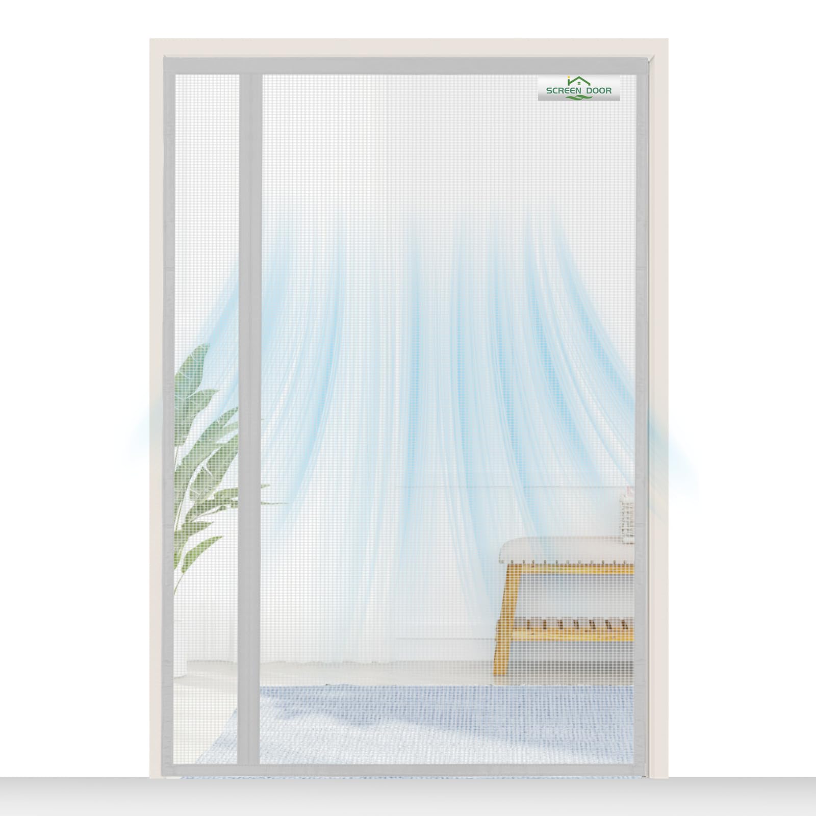 Moustiquaire porte fenetre 140x210cm anti insectes amovible reversible grise