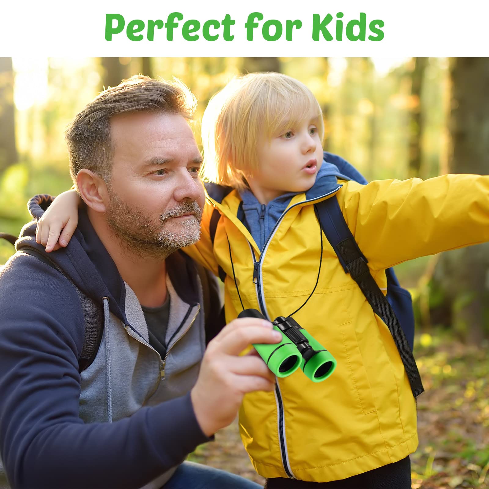 Juego de 4 prismáticos para niños, coloridos binoculares reales, a prueba de golpes, de alta resolución, con lupa y brújula para observación de aves, caza, senderismo, exploración al aire libre (color 5