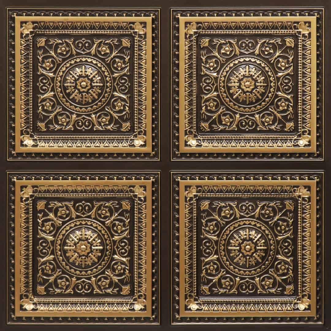 Decorative Embossed Ceiling Tiles and 3D Wall Panel Size of Panel 2x2 Ft 3D Wall Tiles for Home?D?cor?Office (Antique Gold, 12)