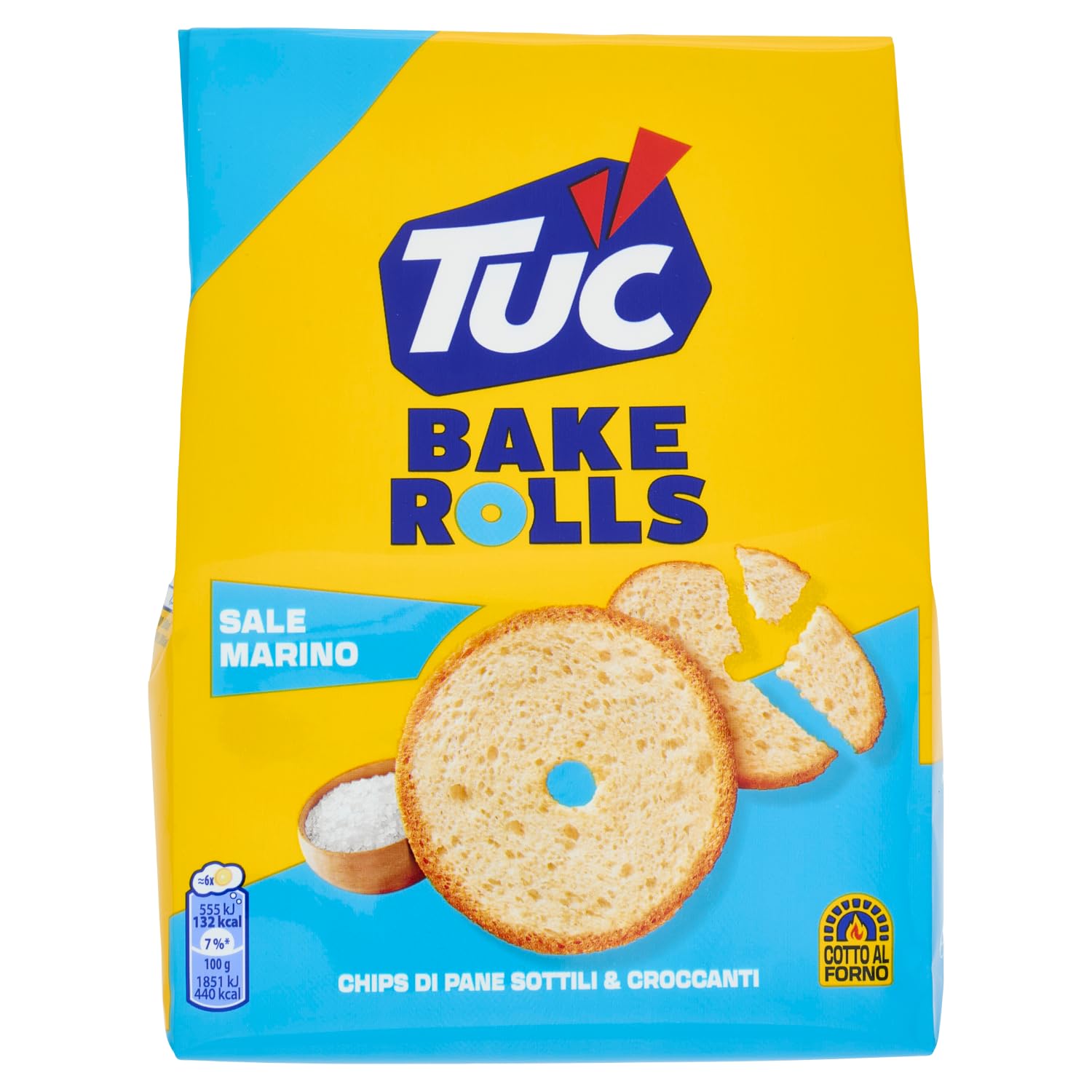 8x Tuc Bake Rolls, Meersalz Original dünne und knusprige Brotchips 150g + Beni Culinari Kostenloser Schlüsselanhänger
