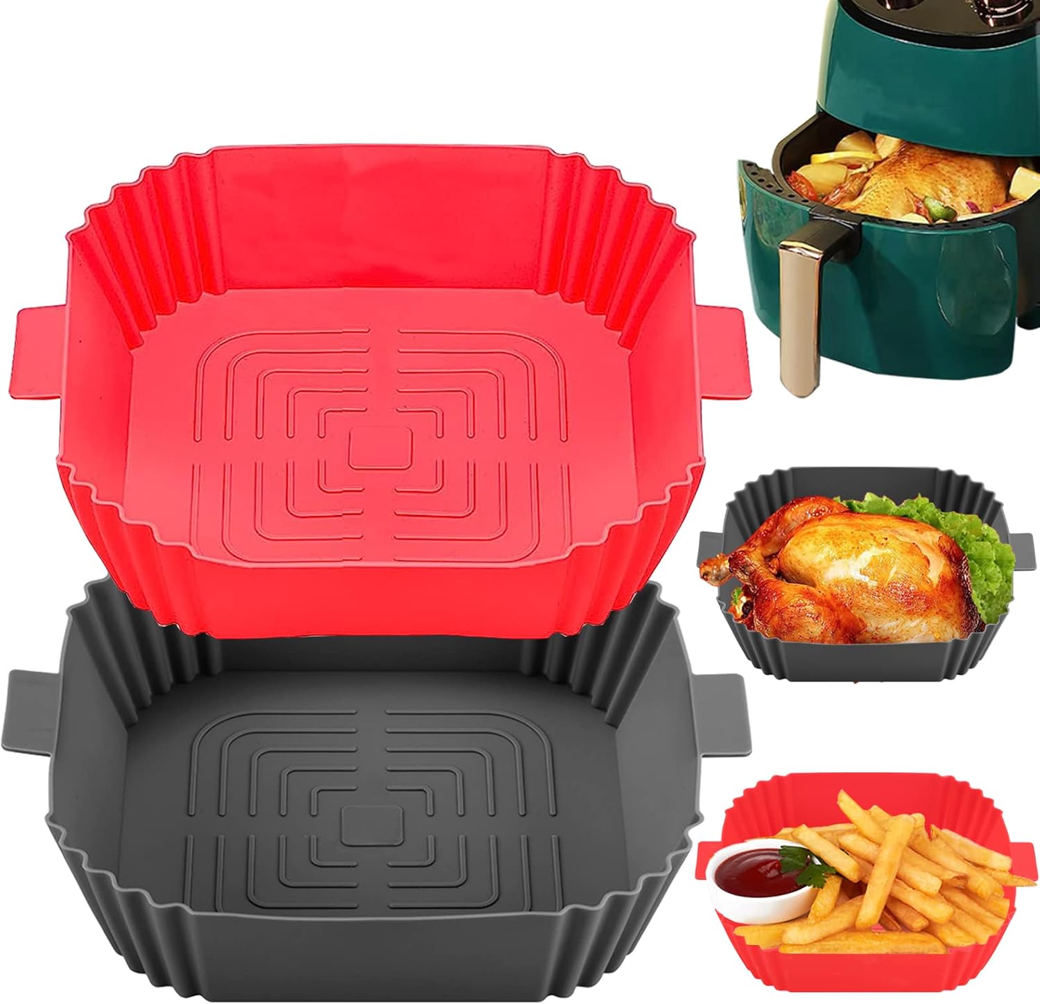 Silicone Air Fryer LinerAir Fryer Accessories Square Air Fryer Liners