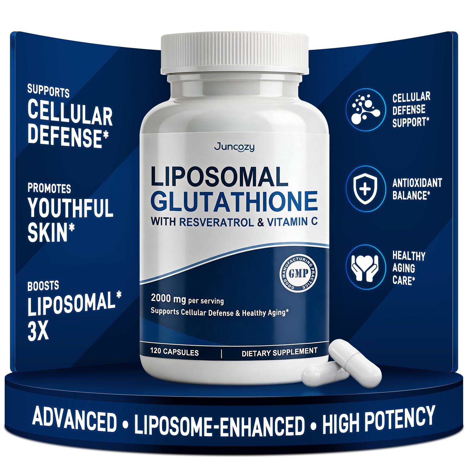 Liposomal Glutathione Supplement 2000mg, 120 Vegan Capsules