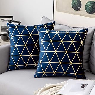 MIULEE Zestaw 2 aksamitnych poszewek na poduszkę, nowoczesna poszewka na poduszkę, dekoracyjne poszewki na poduszki, na sofę, do biura, na łóżko, 45 x 45 cm, ciemnoniebieska