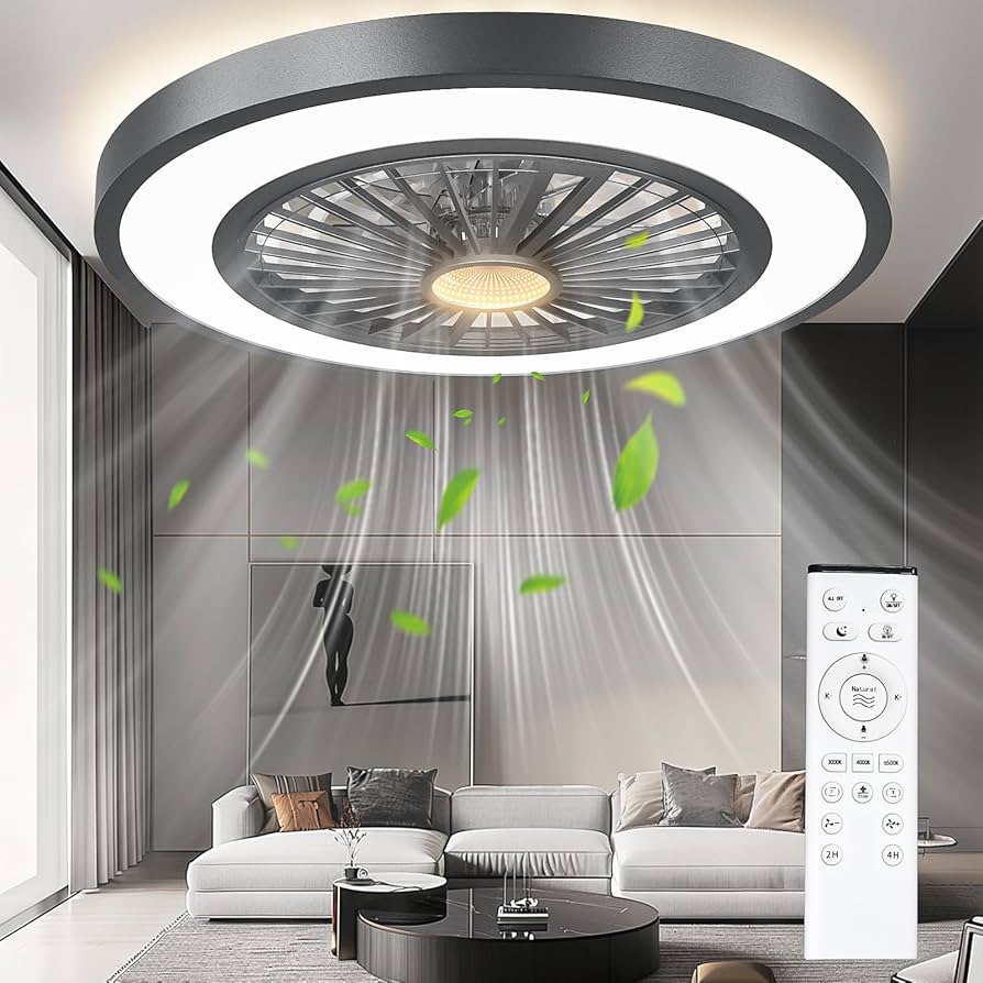 22'' Ceiling Fans with Lights and Remote, Stepless Dimmable