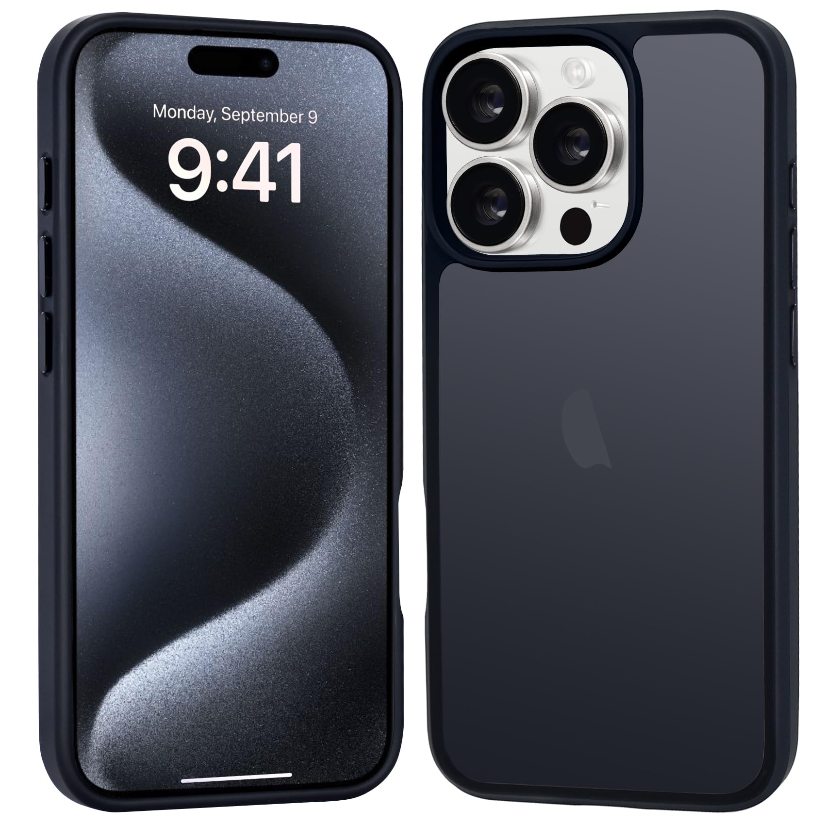 for iPhone 15 Pro Max Case Matte, Frosted Translucent Back Anti-Fingerprint Slim Shockproof Drop Protection Phone Cover for iPhone 15 Pro Max 6.7-Inch, Black