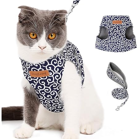 Amazon Tona 猫ハーネス 犬ハーネス 猫 ベスト 胸あて式 牽引ロープ ハーネス リード セット 唐草柄 散歩 簡単脱着式 引っ張り防止 S グリーン S ブルー Tonapeeto ハーネス 通販