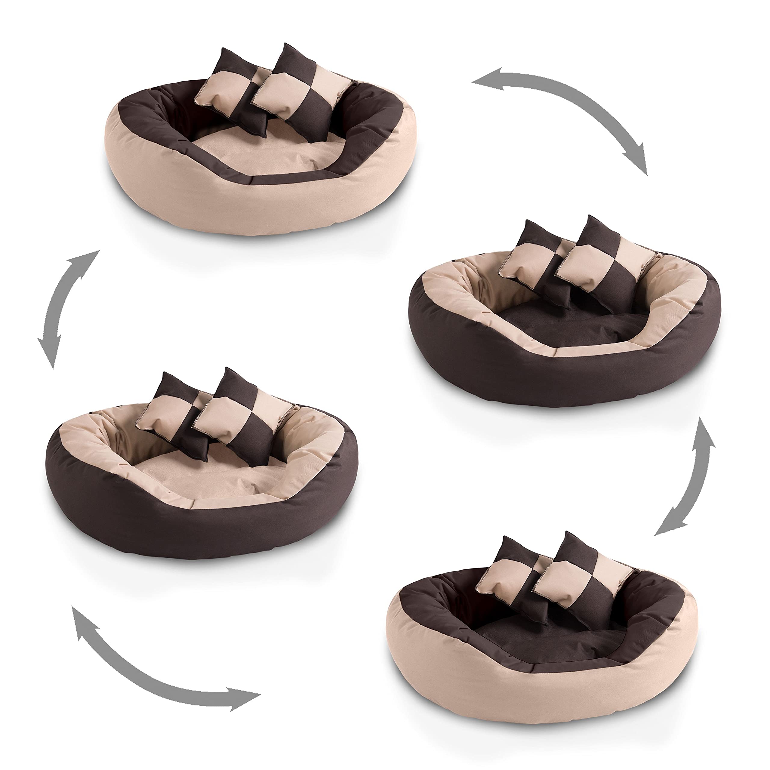 BedDog® 4in1 Letto per Cane Saba L Fino a XXXL, 7 Colori a Scelta, Cuscino, Divano, Cestino per Cane, Beige/Marrone L
