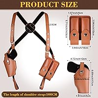 Vista 3 de Sratte Funda ajustable de cuero para pistola para transporte oculto, funda vintage con doble bolsa para revista, accesorio de disfraz de vaquero