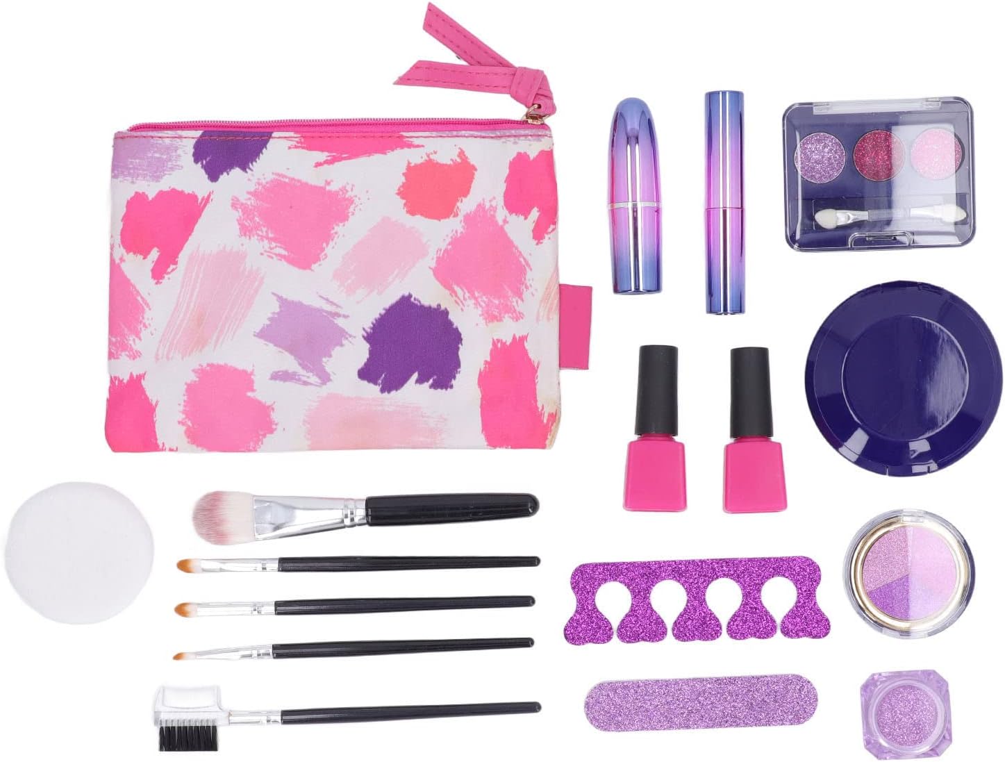 Alomejor Kids Make Up Set, Fashion Portable Makeup Kit with Cute Bag and Real Brushes, Washable Safe for Girls Children Over 8 Years