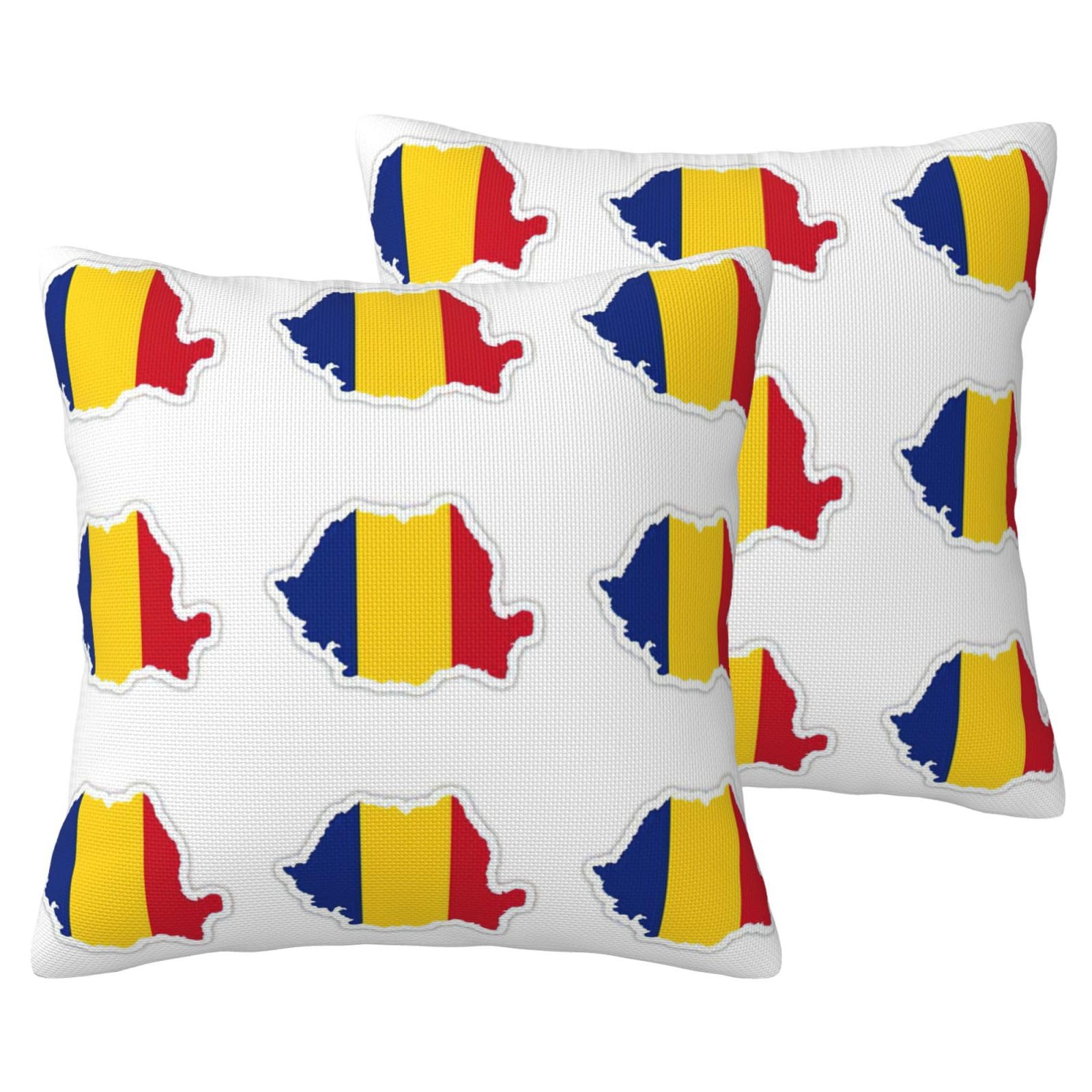 Taies d'oreiller drapeau roumain en imitation lin au tissage élégant, x2