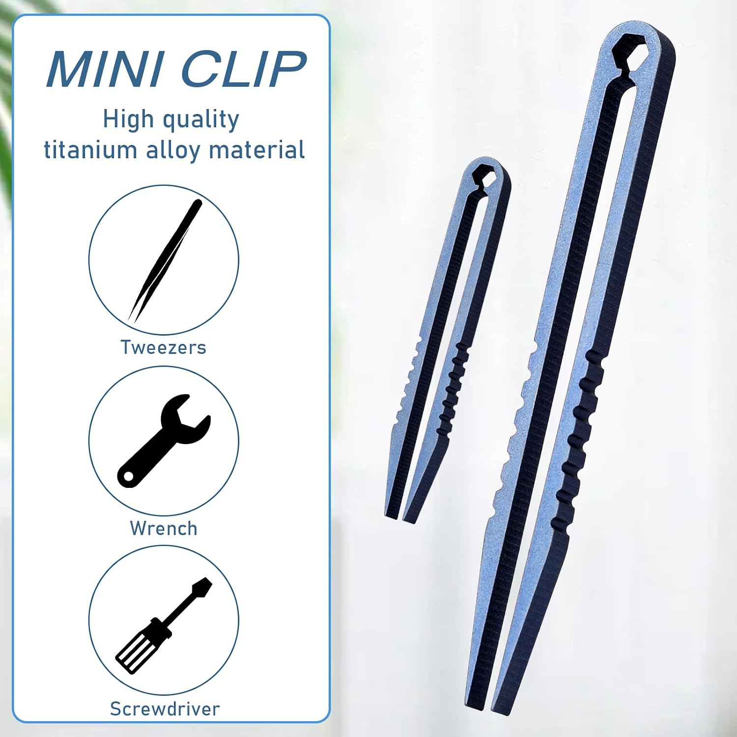 2Pcs Mini Titanium Tweezers, Portable Travel EDC Tweezers