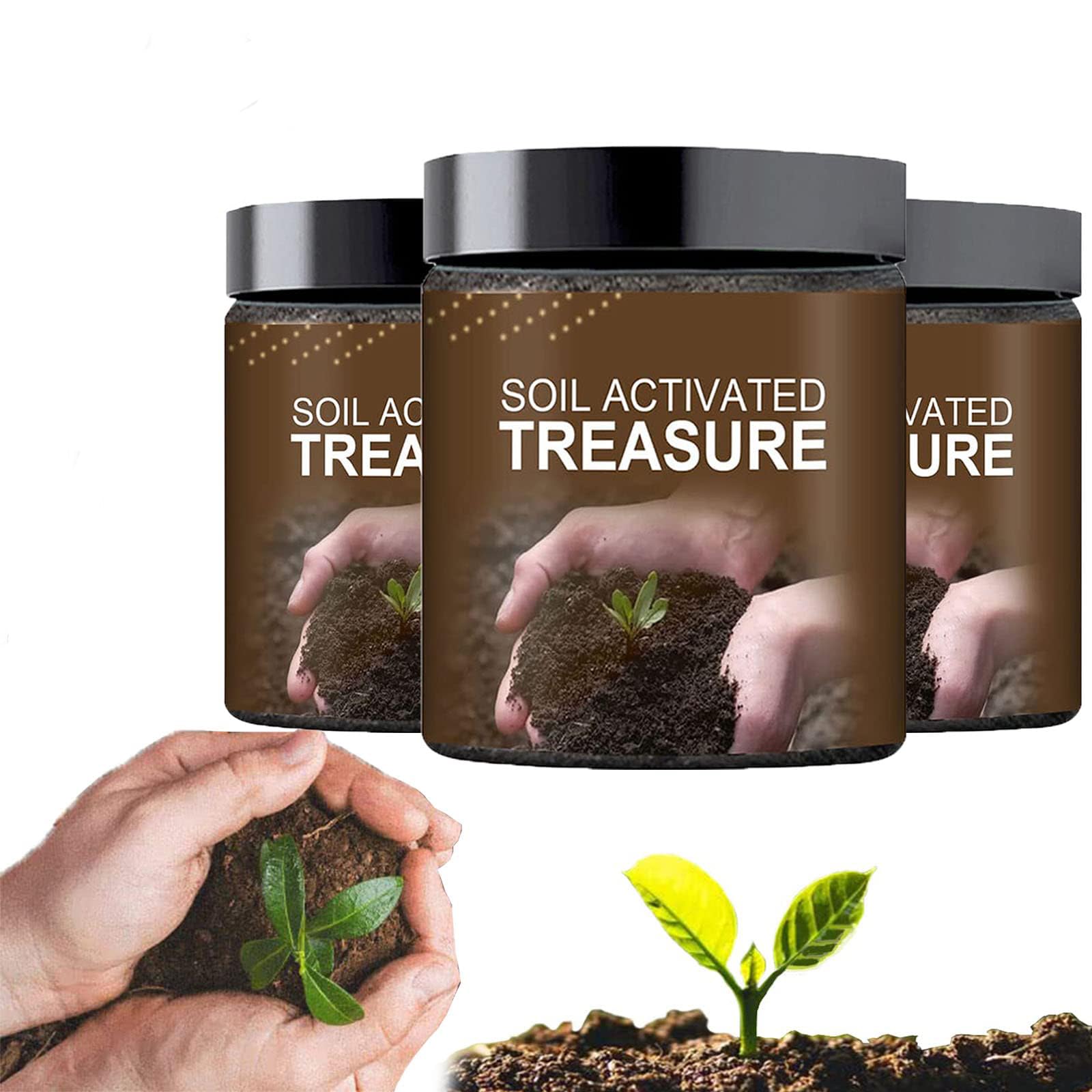 Soil Activated Treasure, Organic Conditioner, Premium Soil Activated Treasure, Plant Flower Fertilizer, Activator for Raised Garden Beds, Potting Mix, Lawns and Gardens (3Pcs)