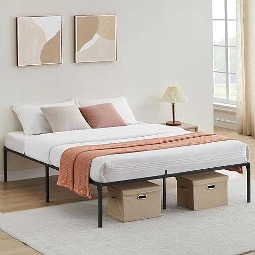 Miniatura 12 de Base de cama Queen con almacenamiento de plataforma de metal de 13 pulgadas con soporte de listones de acero, no necesita somier, marco de cama
