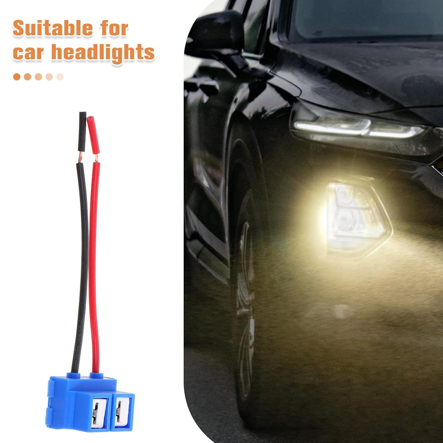 10PCS H7 Headlight Connector Wiring Harness - Fog Light Socket Harness Adapter Lamp Wiring Connector - Pigtail Adapter Replacement