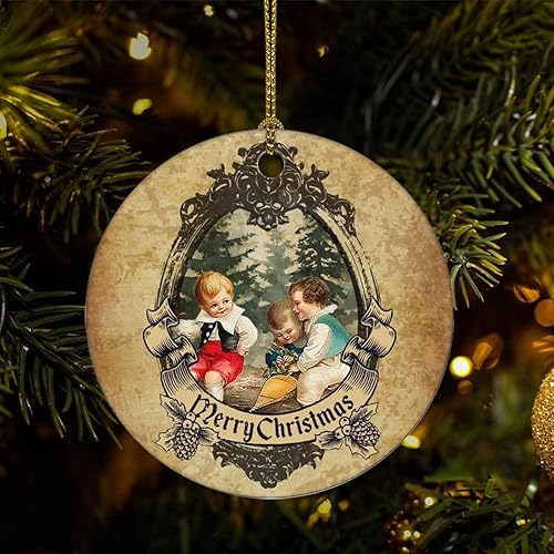 Adornos de árbol de Navidad adornos de Navidad adornos de Navidad adornos de recuerdo decoración del hogar colgantes vintage adornos redondos de