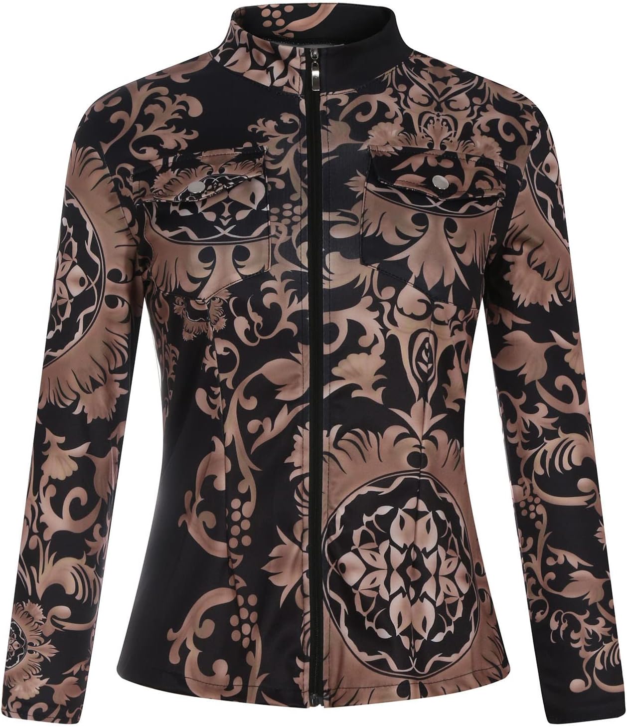 Women's Vintage Punk Tops Button Down Shirts Casual Vneck Floral Print Tunic Blouse Sexy Going Out Shirt Tunic for Women 2023 - Image 3