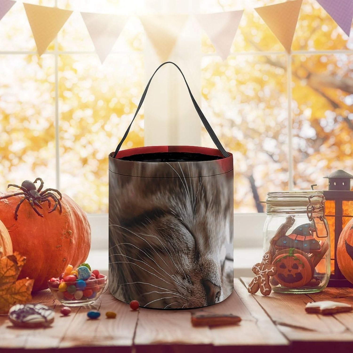 Reusable Cat Halloween Candy Bucket with Handle image 5