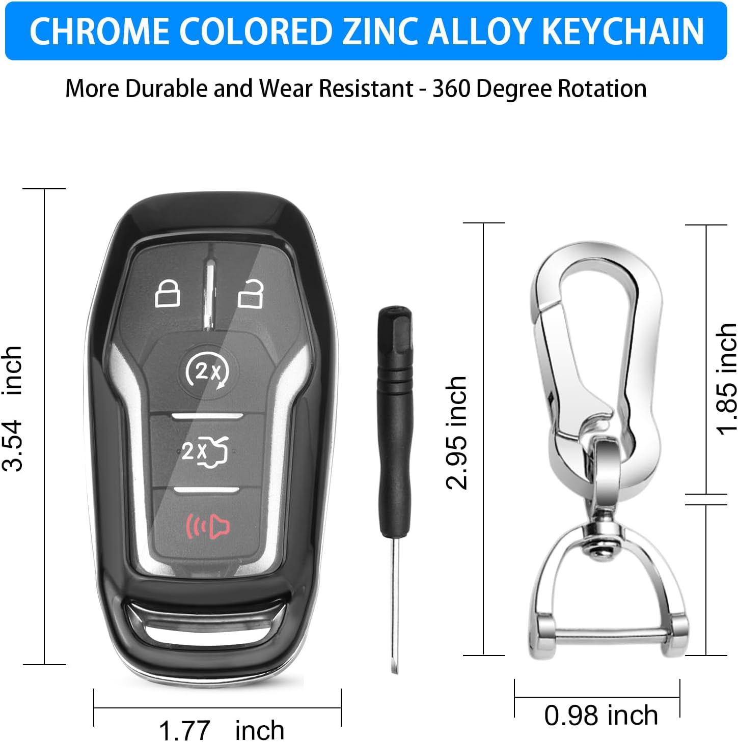 QBUC for Ford Key fob Cover, 4/5 Buttons Smart Key(Black) image 3
