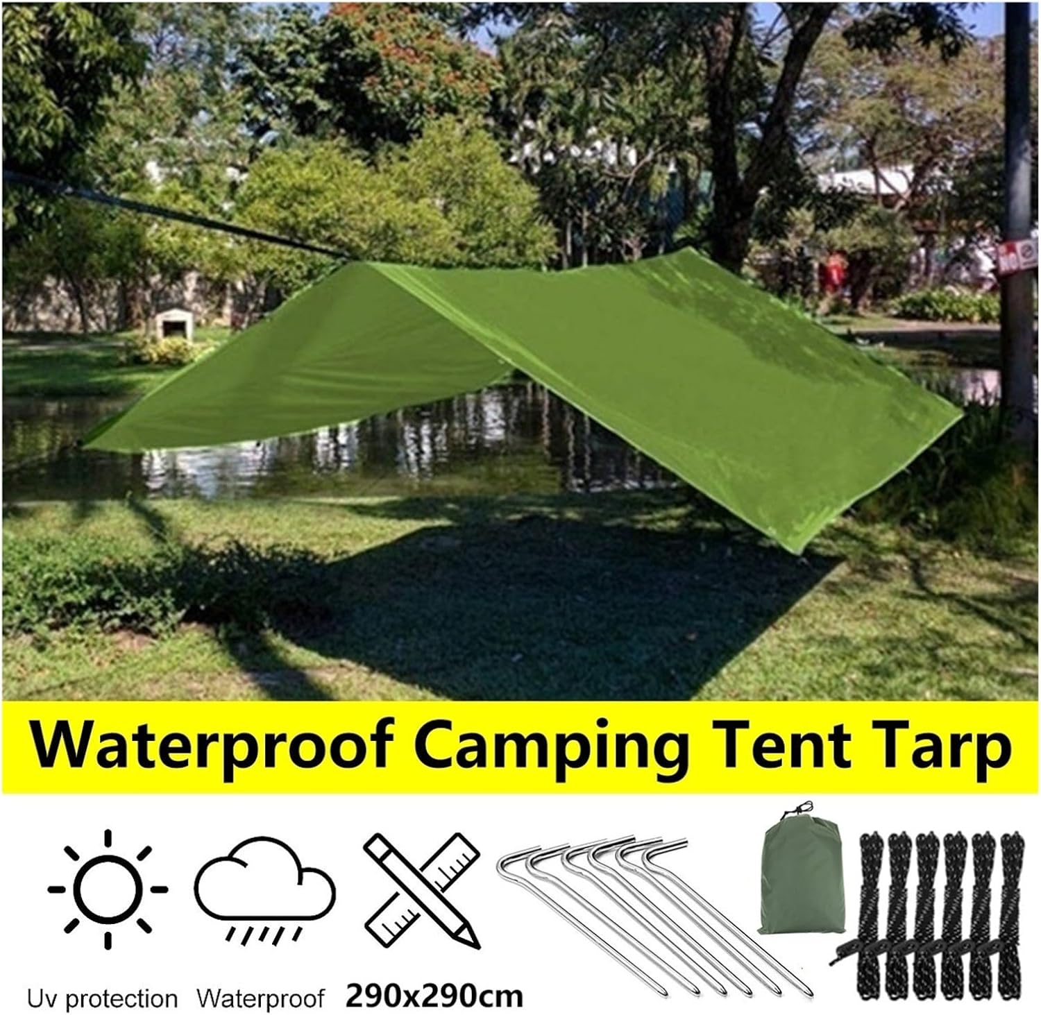 Compatible for Lightweight Waterproof Outdoor Camping Tent Tarp Backpacking Shelter Sun Sail Shade Garden Plant Cover(SkyBlue)